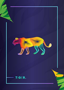 Tiger Colorful Line Art