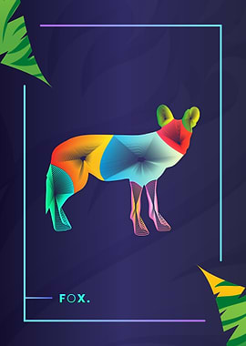 Fox Colorful Line Art