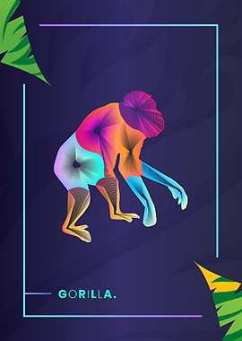 Gorilla Colorful Line Art