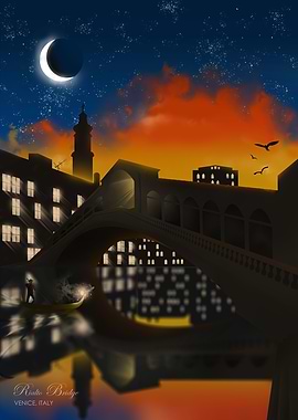 Rialto Bridge Silhouette