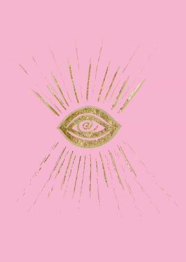 Evil Eye Gold on Pink 1
