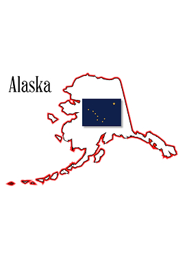 Alaska State Map and Flag