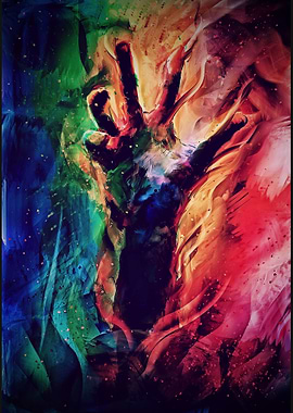 hand in abstract paintings