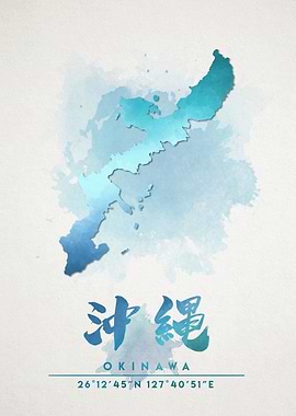 Okinawa Watercolor Map
