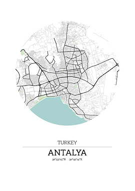 Antalya Turkey City Map