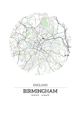 Birmingham UK City Map