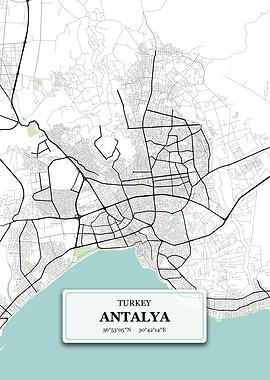Antalya Turkey City Map