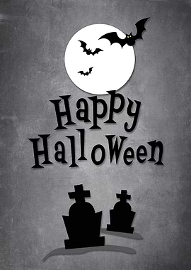 Halloween Bats Moon Graves
