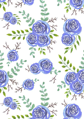 Blue watercolor roses