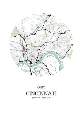 Cincinnati Ohio City Map