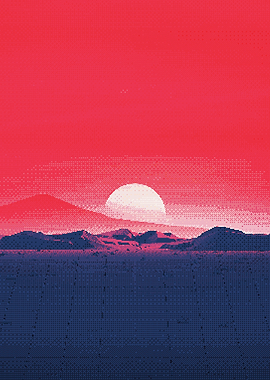 80s Sunset Pixel Art