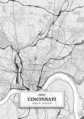 Cincinnati Ohio City Map