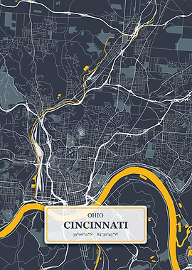 Cincinnati Ohio City Map