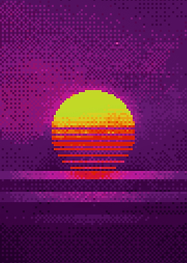 80s Sunset Pixel Art