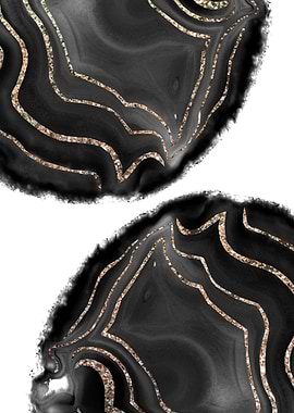 Black Agate Gold Glitter 1