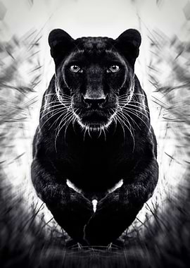 wild jumping black panther