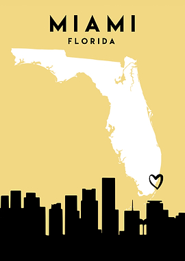 Miami Map Skyline