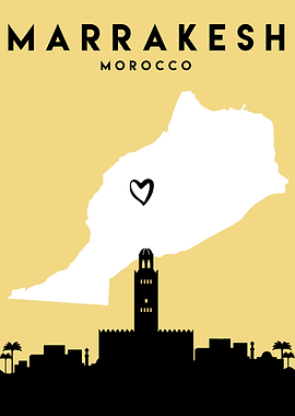 Marrakesh Map Skyline