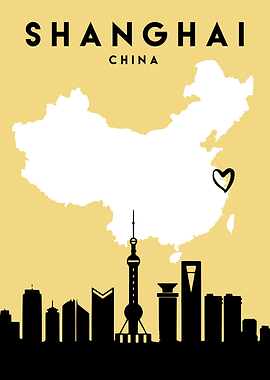 Shanghai Map Skyline