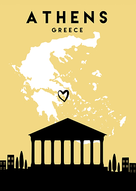 Athens Map Skyline