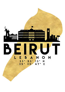 Beirut Map Skyline Lebanon