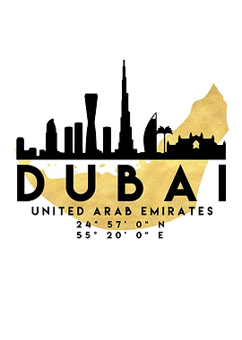 Dubai Map Skyline UAE