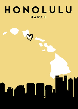 Honolulu Map Skyline