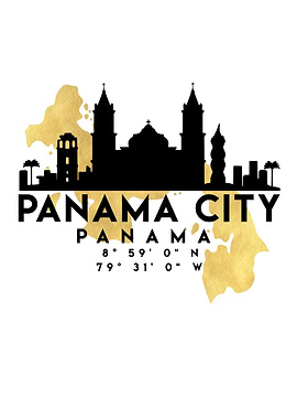 Panama City Map Skyline