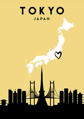 Tokyo Map Skyline Japan