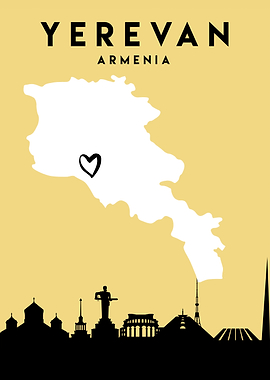 Yerevan Map Skyline