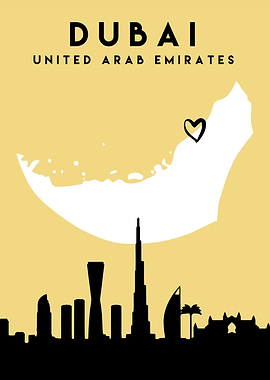 Dubai Map UAE Heart