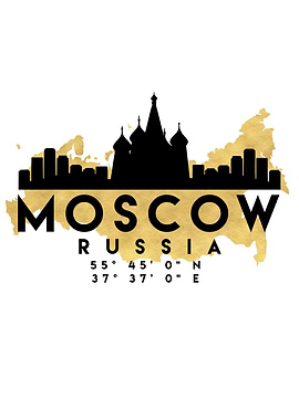 Moscow Map Skyline Russia
