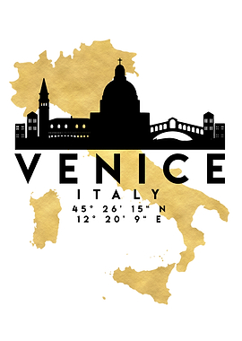 Venice Map Skyline Italy