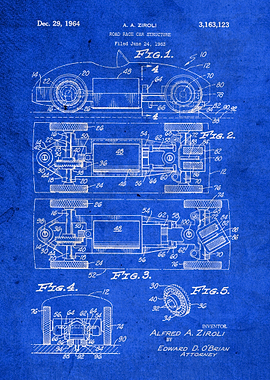 Road Race Car Patent Art