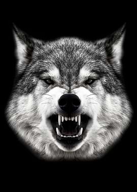 angry wild wolf head