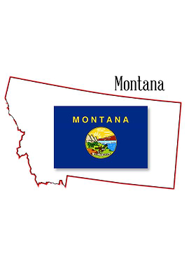Montana State Map and Flag