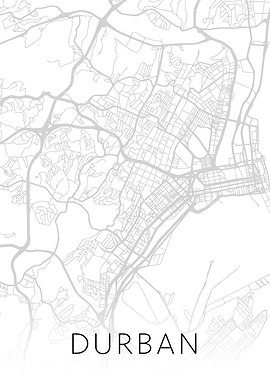 Durban South Africa BW Map