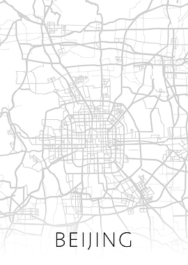 Beijing Black White Map