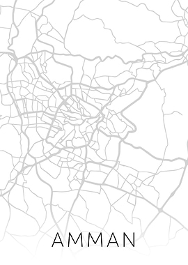 Amman Jordan BW Map