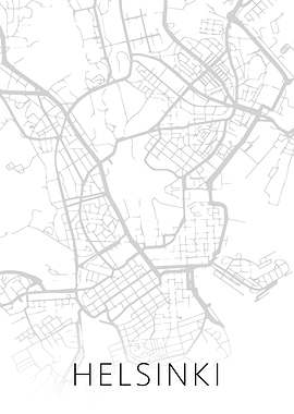Helsinki Finland BW Map