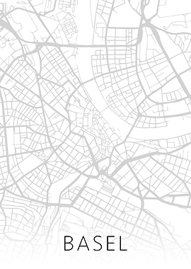 Basel Switzerland BW Map