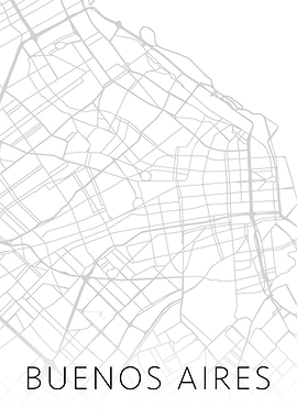 Buenos Aires BW Map Art