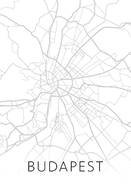 Budapest Black White Map