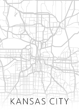 Kansas City MO BW Map Art
