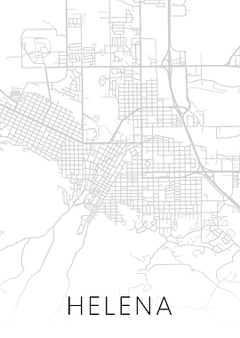 Helena Montana BW Map Art