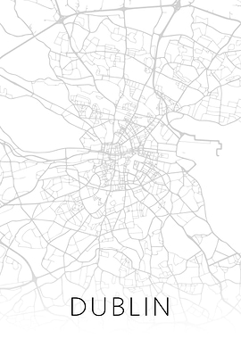 Dublin Ireland BW Map Art