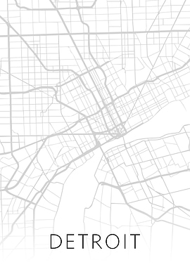 Detroit Michigan BW Map