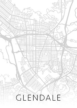 Glendale California BW Map