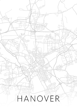 Hanover Germany BW Map Art