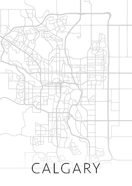 Calgary Alberta BW Map Art